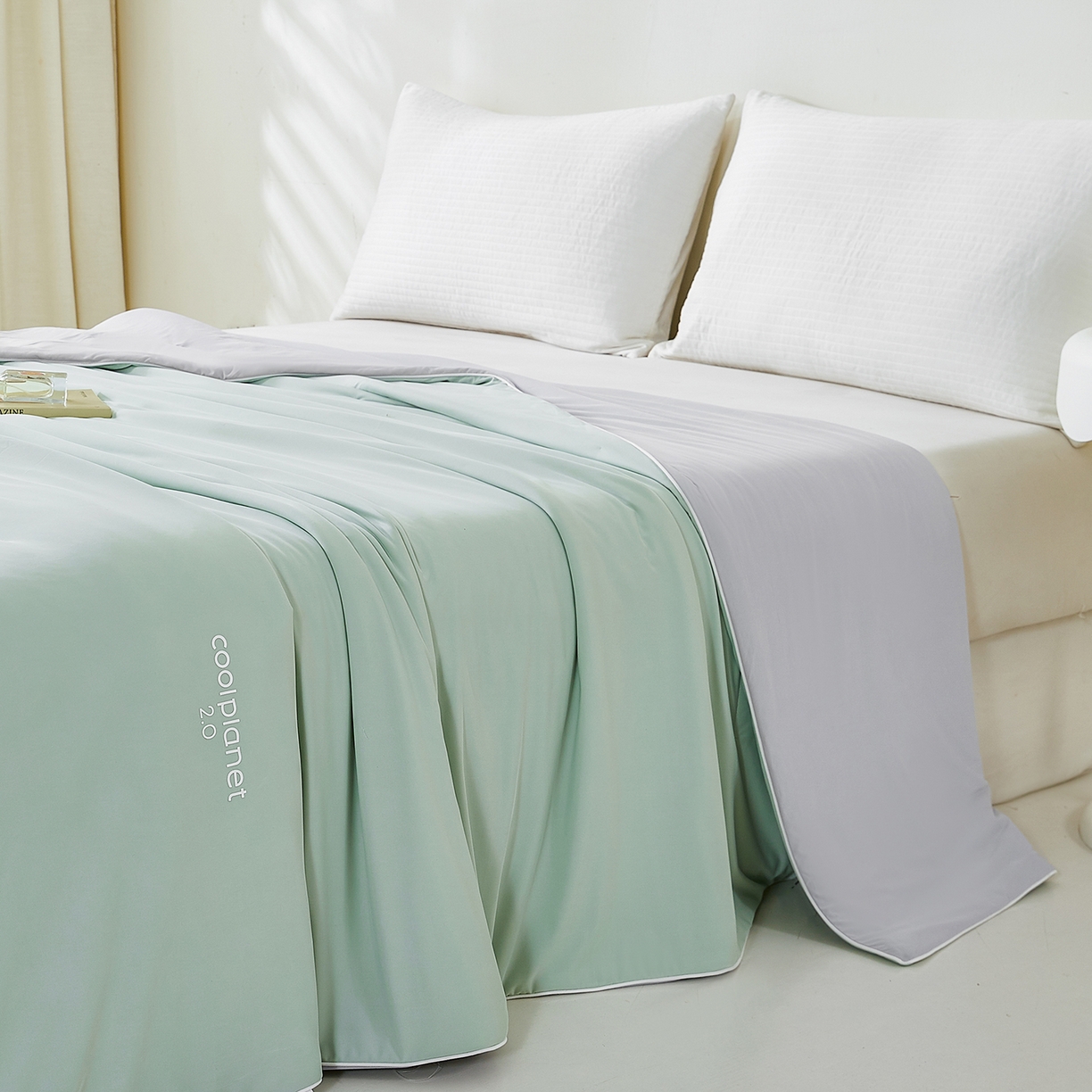 91家纺网 家纺一手货源 找家纺 犇牛仓储供应链 2026新款锦氨凉感夏被被子被芯 水绿