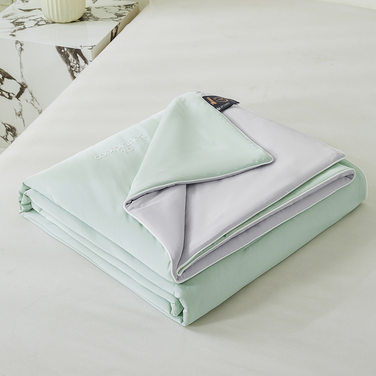 91家纺网 家纺一手货源 找家纺 犇牛仓储供应链 2026新款锦氨凉感夏被被子被芯 水绿