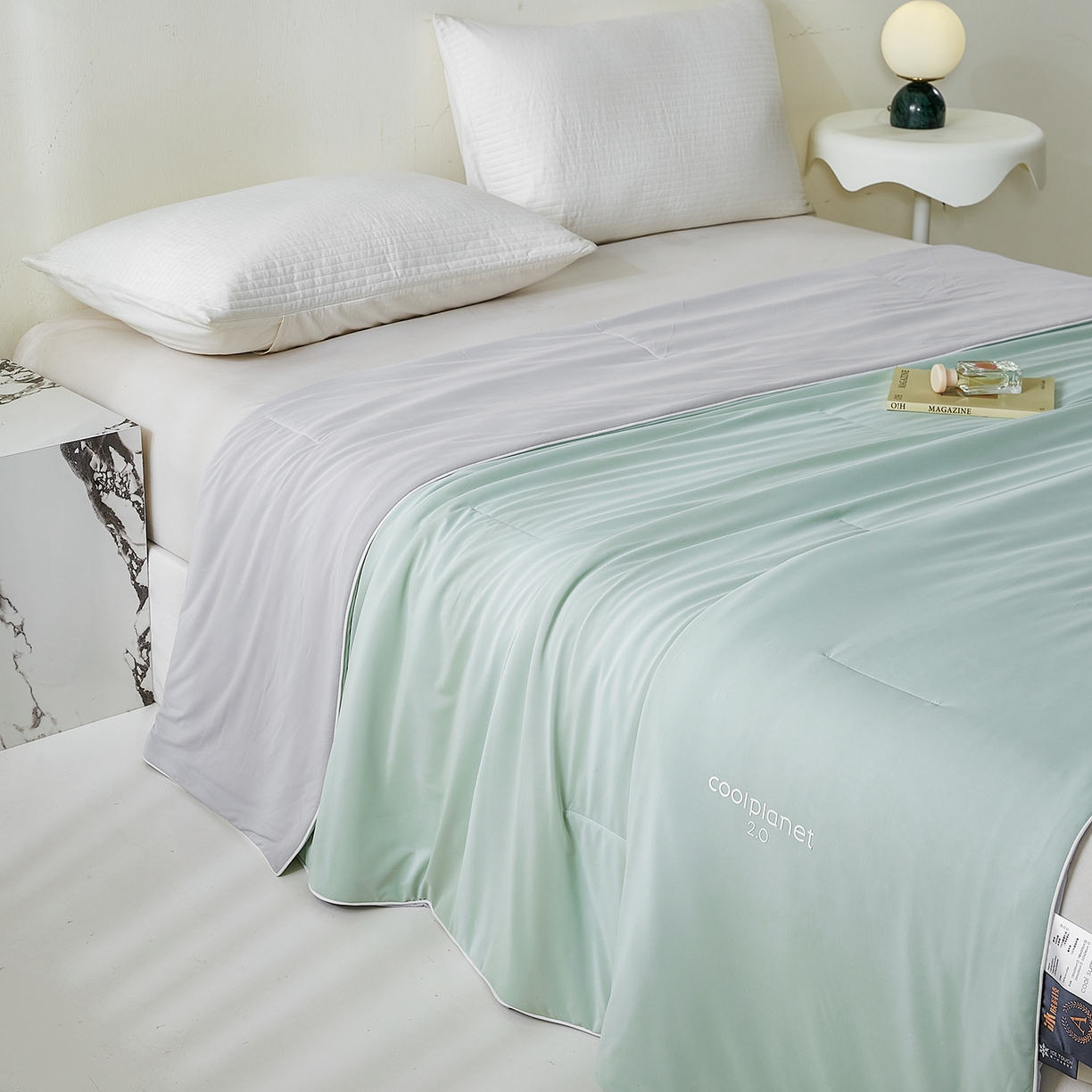 91家纺网 家纺一手货源 找家纺 犇牛仓储供应链 2026新款锦氨凉感夏被被子被芯 水绿