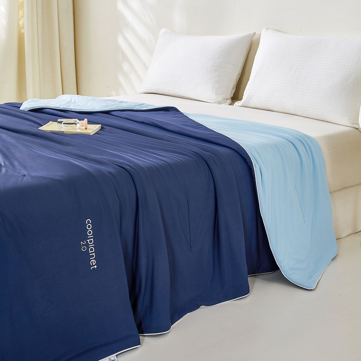 91家纺网 家纺一手货源 找家纺 犇牛仓储供应链 2026新款锦氨凉感夏被被子被芯 深蓝