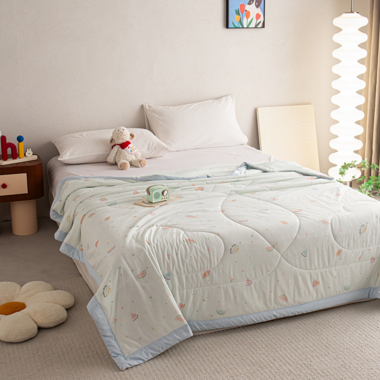 91家纺网 家纺一手货源 找家纺 亿莱鑫 2026新款手包边凉感抗菌夏凉被空调被 缤纷夏日