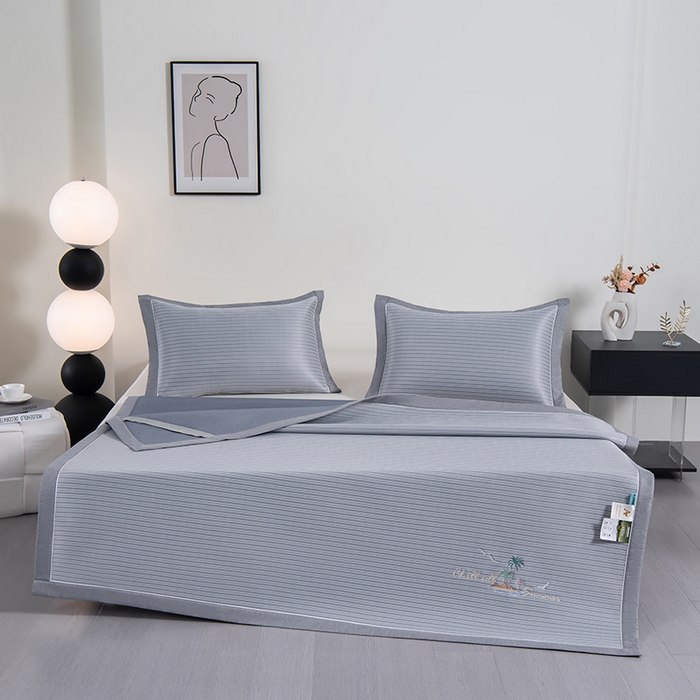 91家纺网 家纺一手货源 找家纺 小牛席业 2026新款海岛夏日凉感冰丝席凉席席子系列 海岛夏日凉感冰丝席-灰色