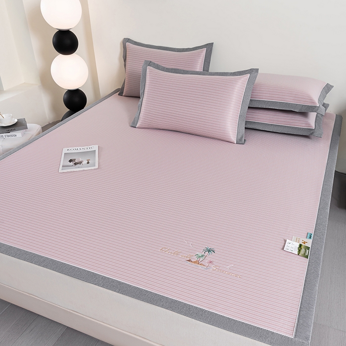 小牛席业 2026新款海岛夏日凉感冰丝席凉席席子系列 海岛夏日凉感冰丝席-粉色