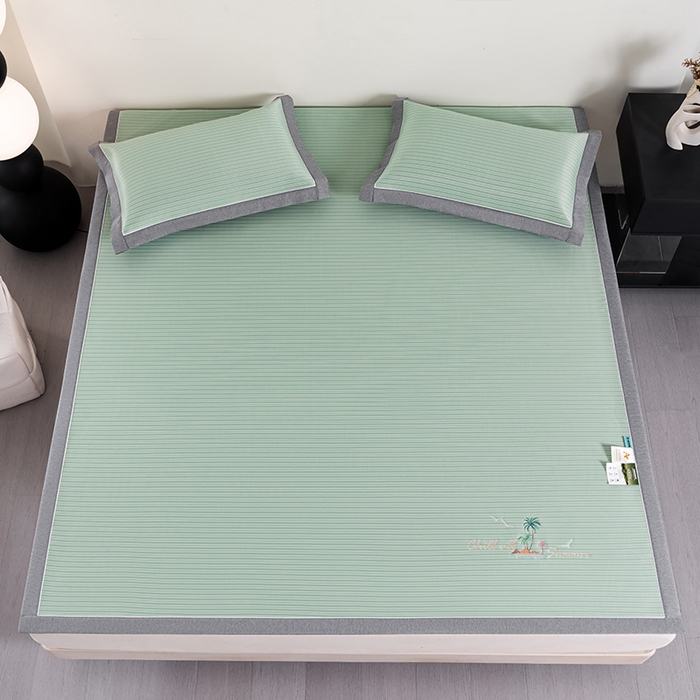 91家纺网 家纺一手货源 找家纺 小牛席业 2026新款海岛夏日凉感冰丝席凉席席子系列 海岛夏日凉感冰丝席-绿色