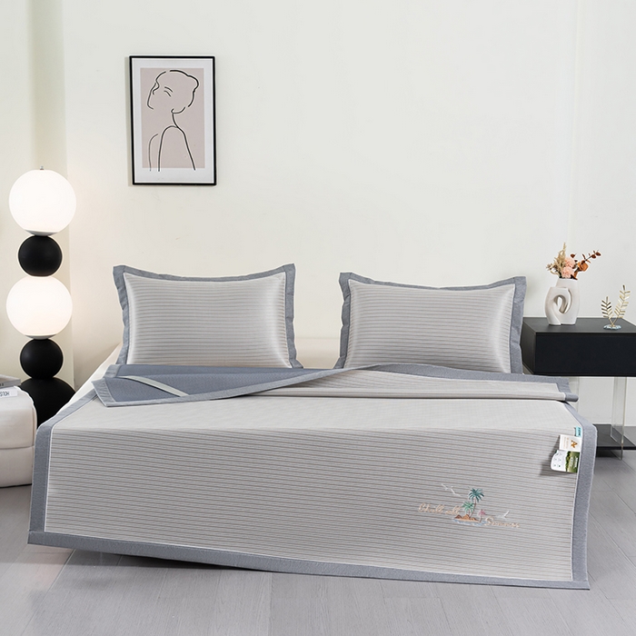 91家纺网 家纺一手货源 找家纺 小牛席业 2026新款海岛夏日凉感冰丝席凉席席子系列 海岛夏日凉感冰丝席-香槟