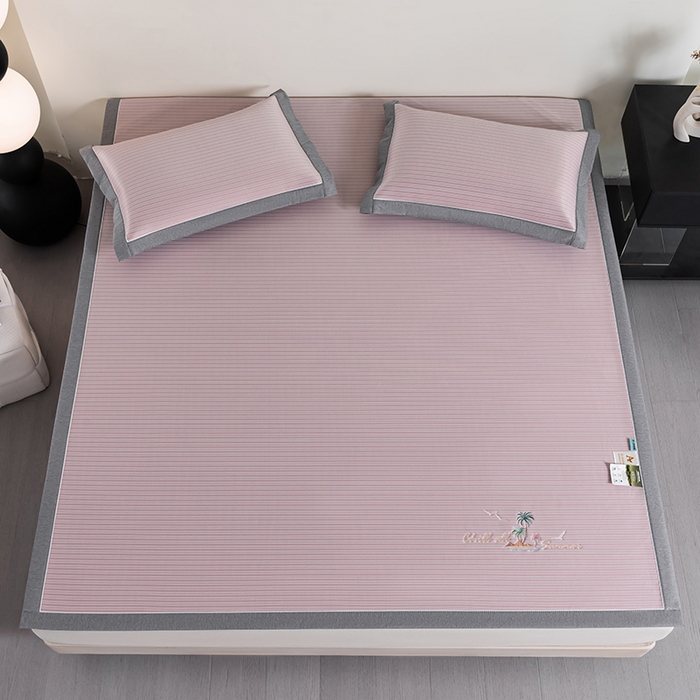 91家纺网 家纺一手货源 找家纺 小牛席业 2026新款海岛夏日凉感冰丝席凉席席子系列 海岛夏日凉感冰丝席-粉色