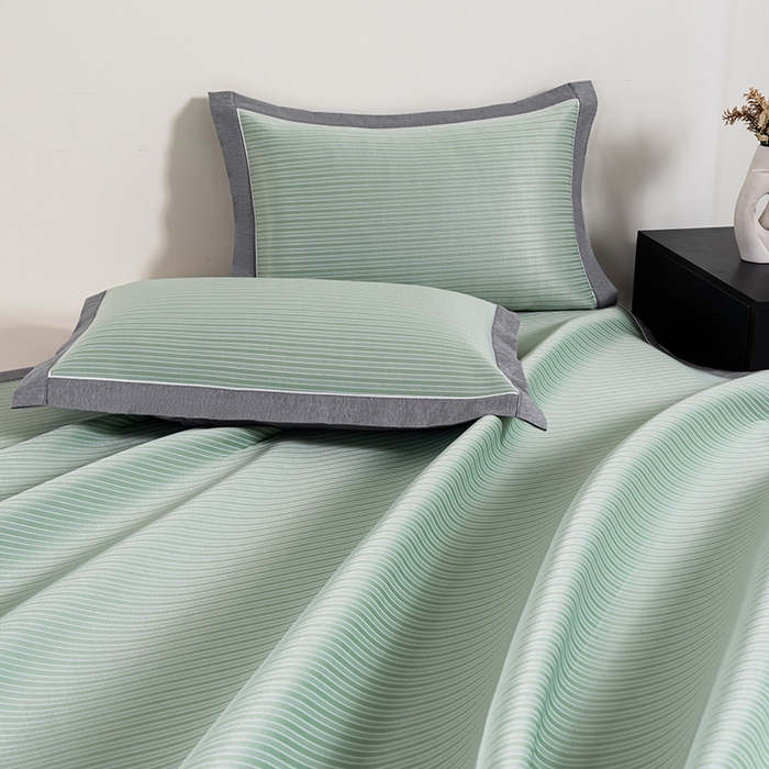 91家纺网 家纺一手货源 找家纺 小牛席业 2026新款海岛夏日凉感冰丝席凉席席子系列 海岛夏日凉感冰丝席-绿色