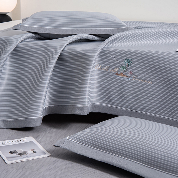 91家纺网 家纺一手货源 找家纺 小牛席业 2026新款海岛夏日凉感冰丝席凉席席子系列 海岛夏日凉感冰丝席-灰色