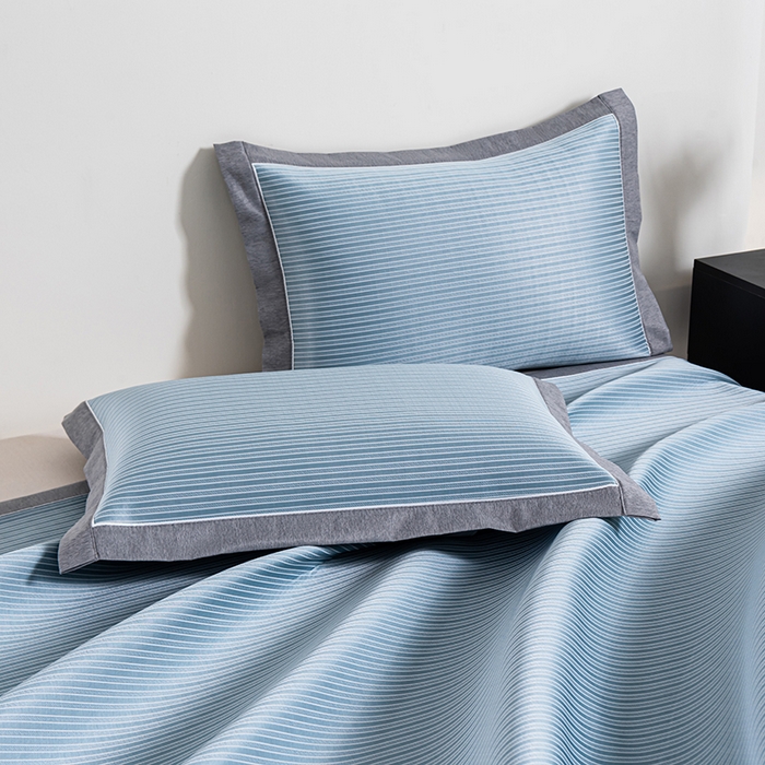 91家纺网 家纺一手货源 找家纺 小牛席业 2026新款海岛夏日凉感冰丝席凉席席子系列 海岛夏日凉感冰丝席-蓝色