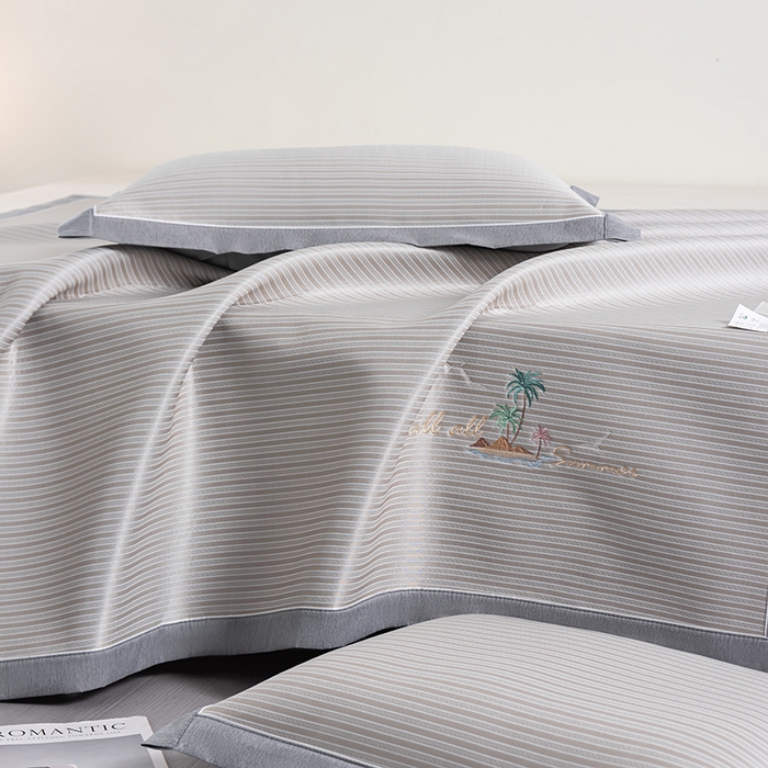 91家纺网 家纺一手货源 找家纺 小牛席业 2026新款海岛夏日凉感冰丝席凉席席子系列 海岛夏日凉感冰丝席-香槟