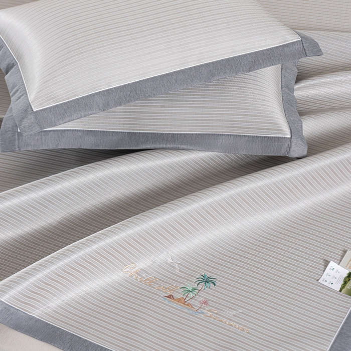 91家纺网 家纺一手货源 找家纺 小牛席业 2026新款海岛夏日凉感冰丝席凉席席子系列 海岛夏日凉感冰丝席-香槟