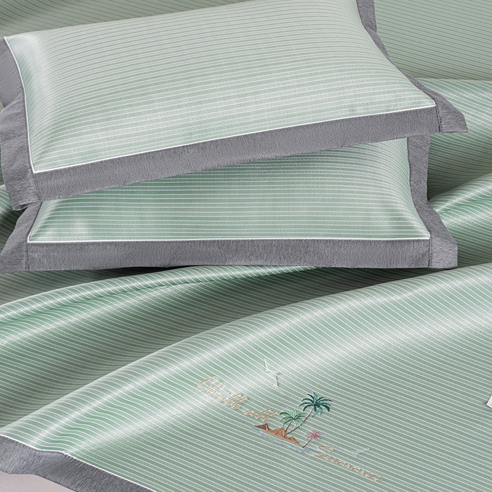 91家纺网 家纺一手货源 找家纺 小牛席业 2026新款海岛夏日凉感冰丝席凉席席子系列 海岛夏日凉感冰丝席-绿色