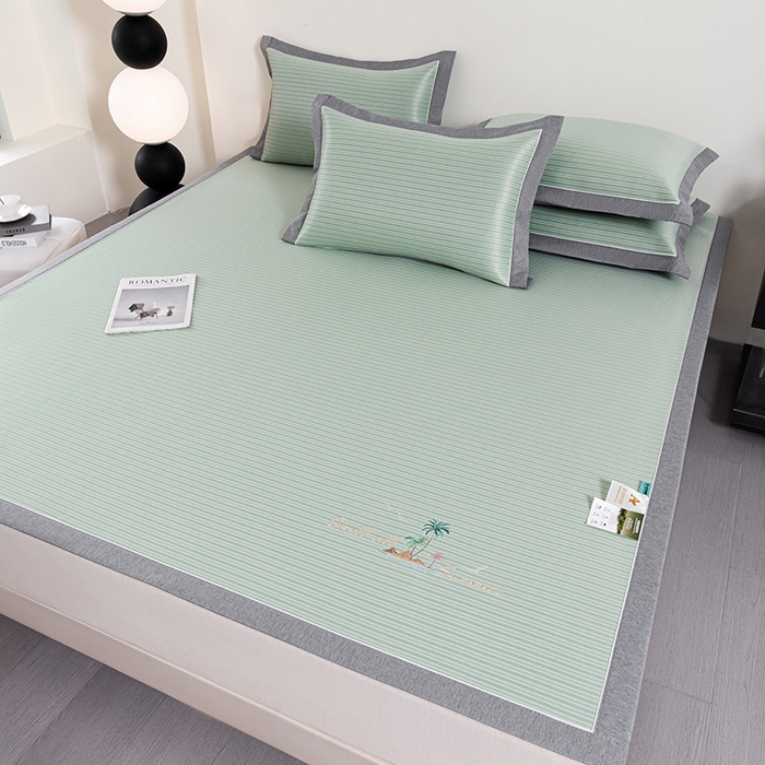 小牛席业 2026新款海岛夏日凉感冰丝席凉席席子系列 海岛夏日凉感冰丝席-绿色