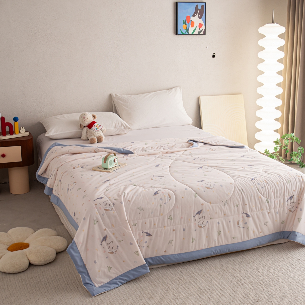 91家纺网 家纺一手货源 找家纺 亿莱鑫 2026新款手包边凉感抗菌夏凉被空调被 海洋乐园