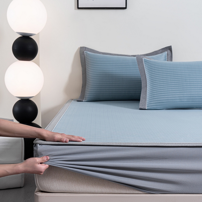 小牛席业 2026新款海岛夏日凉感冰丝席系列（床笠款） 海岛夏日-蓝色