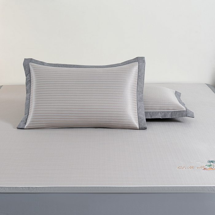 91家纺网 家纺一手货源 找家纺 小牛席业 2026新款海岛夏日凉感冰丝席系列（床笠款） 海岛夏日-香槟