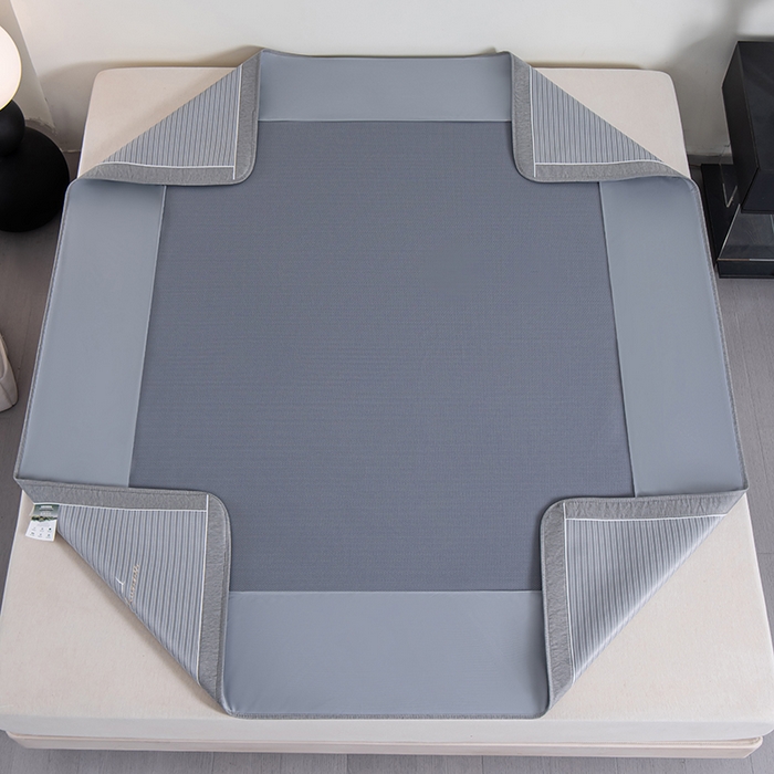 91家纺网 家纺一手货源 找家纺 小牛席业 2026新款海岛夏日凉感冰丝席系列（床笠款） 海岛夏日-灰色