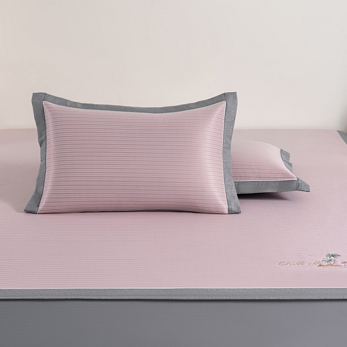 91家纺网 家纺一手货源 找家纺 小牛席业 2026新款海岛夏日凉感冰丝席系列（床笠款） 海岛夏日-粉色