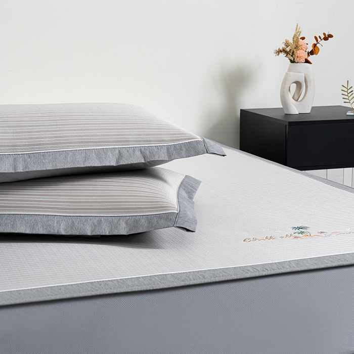 91家纺网 家纺一手货源 找家纺 小牛席业 2026新款海岛夏日凉感冰丝席系列（床笠款） 海岛夏日-香槟