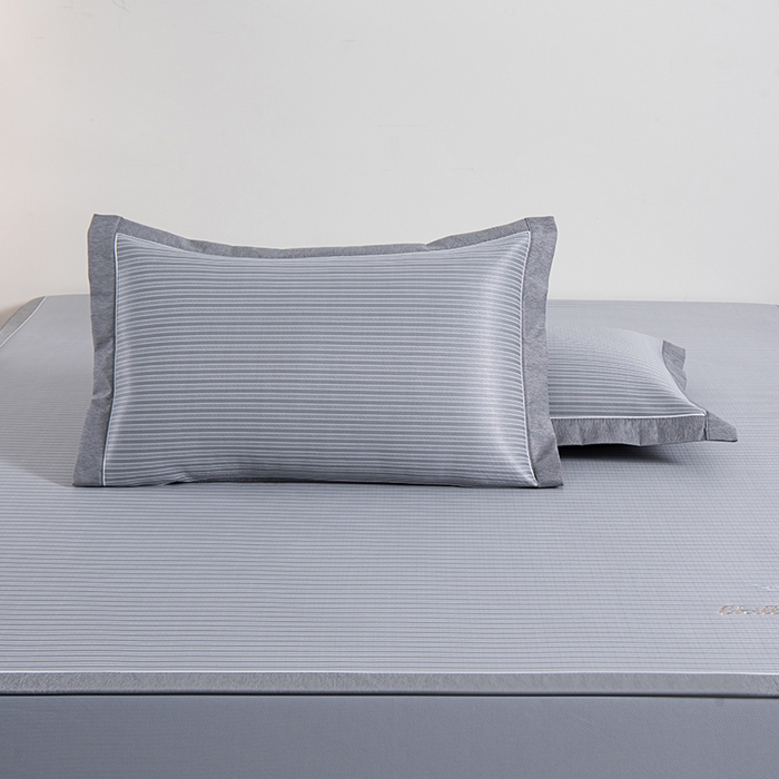 91家纺网 家纺一手货源 找家纺 小牛席业 2026新款海岛夏日凉感冰丝席系列（床笠款） 海岛夏日-灰色