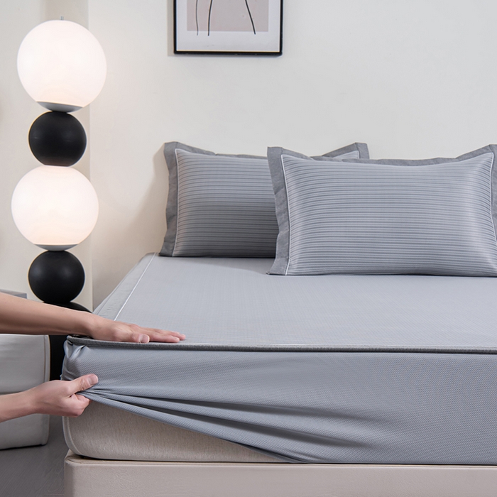 小牛席业 2026新款海岛夏日凉感冰丝席系列（床笠款） 海岛夏日-灰色