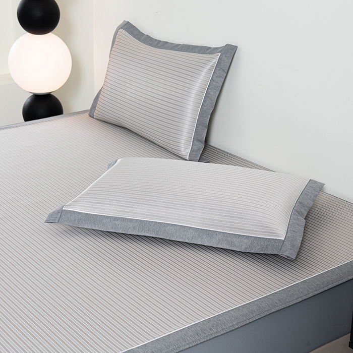 91家纺网 家纺一手货源 找家纺 小牛席业 2026新款海岛夏日凉感冰丝席系列（床笠款） 海岛夏日-香槟