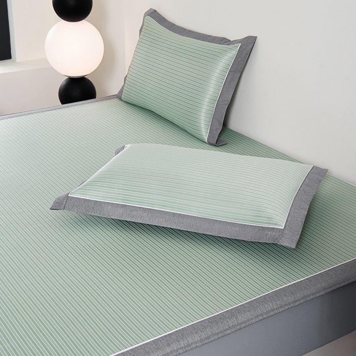 91家纺网 家纺一手货源 找家纺 小牛席业 2026新款海岛夏日凉感冰丝席系列（床笠款） 海岛夏日-绿色