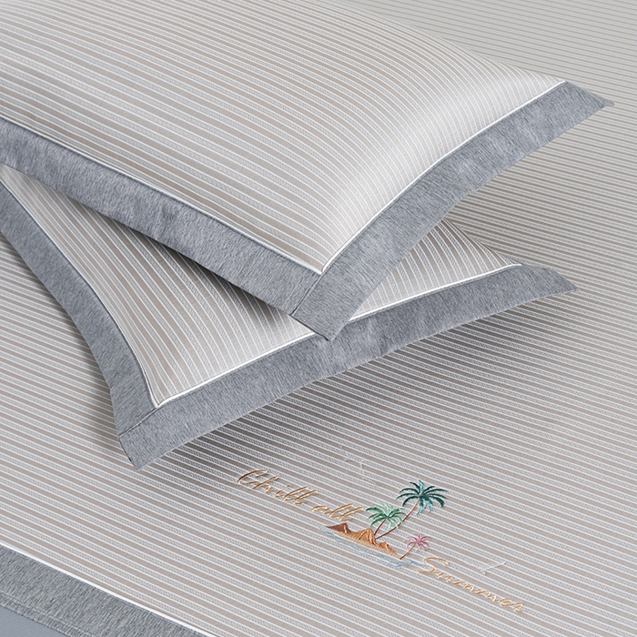 91家纺网 家纺一手货源 找家纺 小牛席业 2026新款海岛夏日凉感冰丝席系列（床笠款） 海岛夏日-香槟