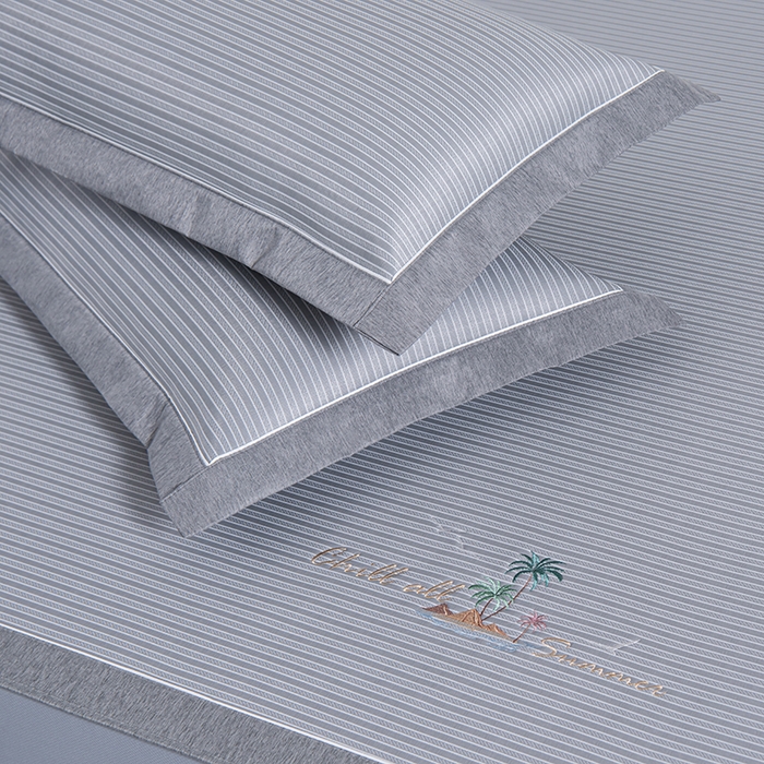 91家纺网 家纺一手货源 找家纺 小牛席业 2026新款海岛夏日凉感冰丝席系列（床笠款） 海岛夏日-灰色