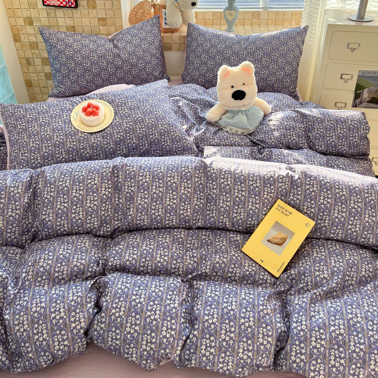 91家纺网 家纺一手货源 找家纺 川悦生活 2026新款云感双层纱木棉四件套 西斯花圃