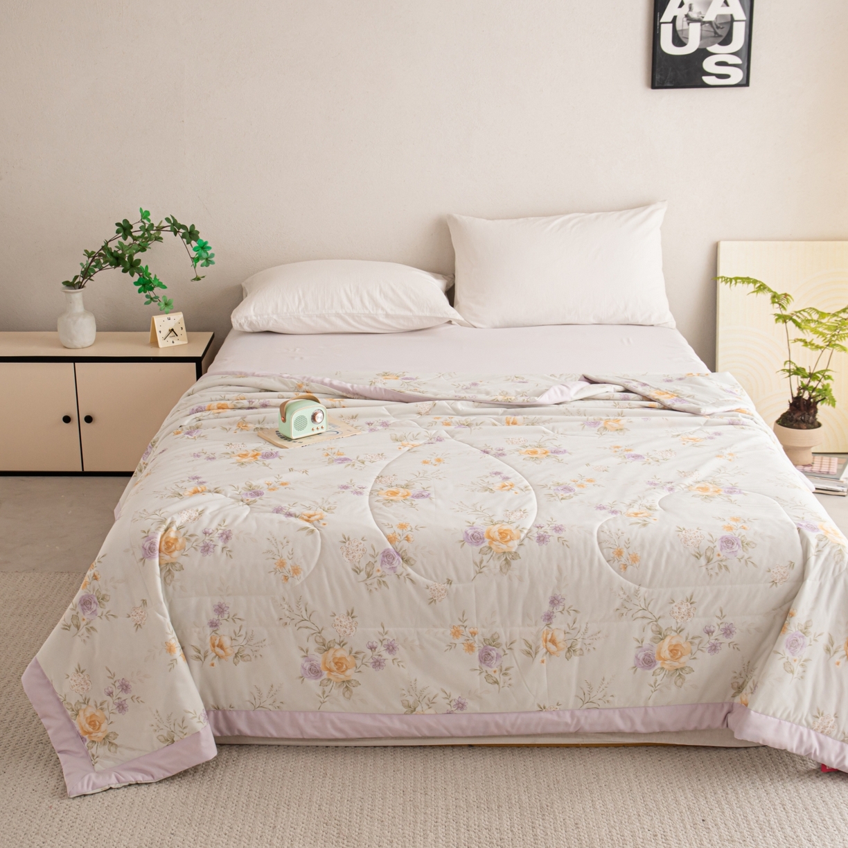 91家纺网 家纺一手货源 找家纺 亿莱鑫 2026新款手包边凉感抗菌夏凉被空调被 花间令