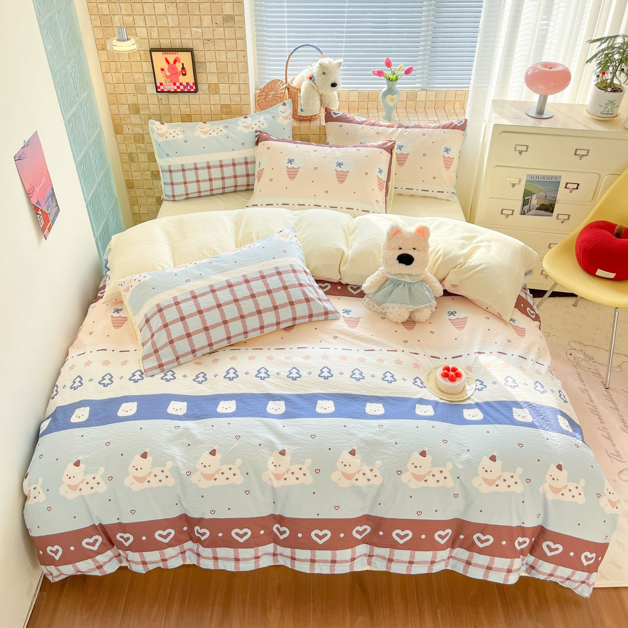 91家纺网 家纺一手货源 找家纺 川悦生活 2026新款云感双层纱木棉四件套 巧克力乐园