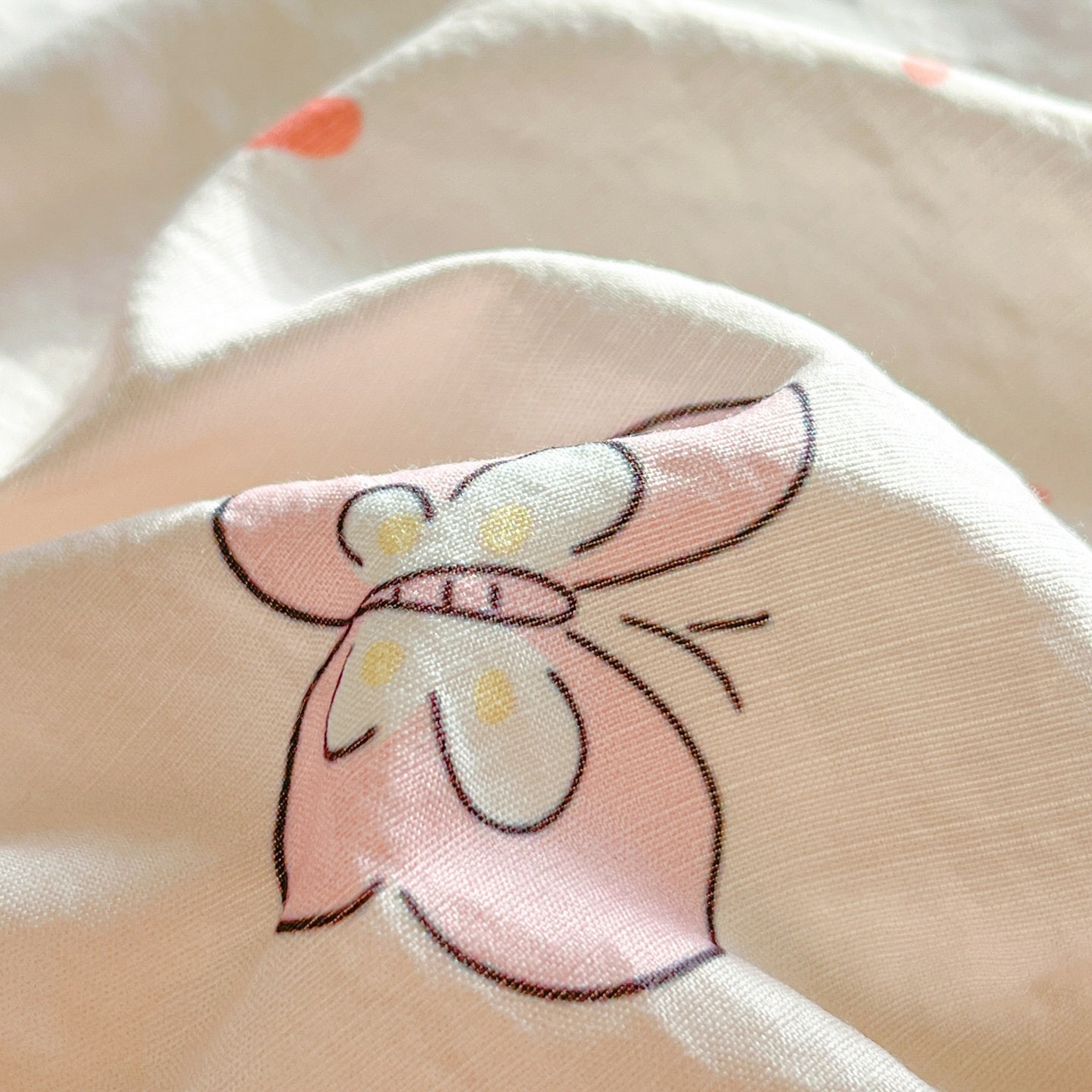 91家纺网 家纺一手货源 找家纺 川悦生活 2026新款云感双层纱木棉四件套 糖豆小旺