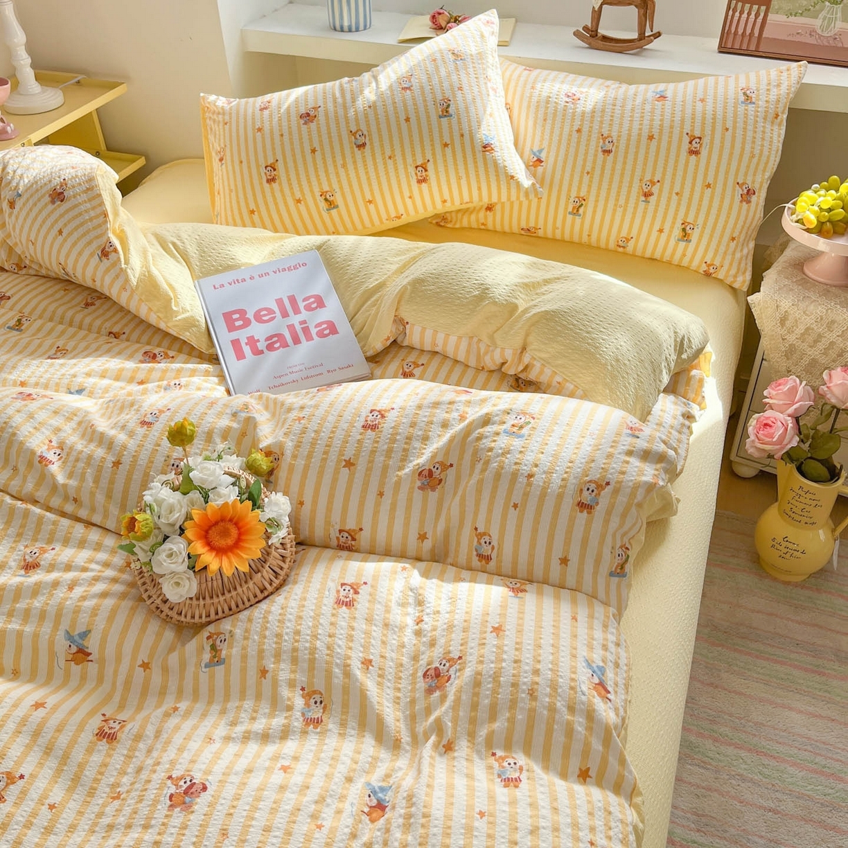 91家纺网 家纺一手货源 找家纺 （总）卡迪熊家纺 2026新款软糯泡芙纱印花四件套