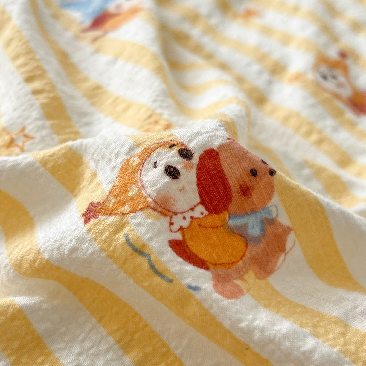 91家纺网 家纺一手货源 找家纺 （总）卡迪熊家纺 2026新款软糯泡芙纱印花四件套