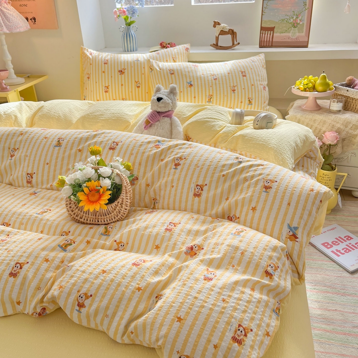 91家纺网 家纺一手货源 找家纺 （总）卡迪熊家纺 2026新款软糯泡芙纱印花四件套