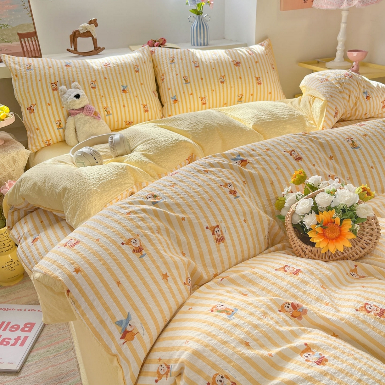 91家纺网 家纺一手货源 找家纺 （总）卡迪熊家纺 2026新款软糯泡芙纱印花四件套