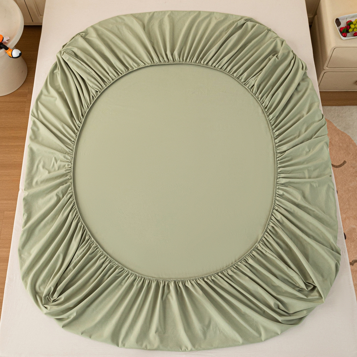 91家纺网 家纺一手货源 找家纺 梦纤绒 2026新款卡通印花床笠单品床笠床笠单件 萌免绿