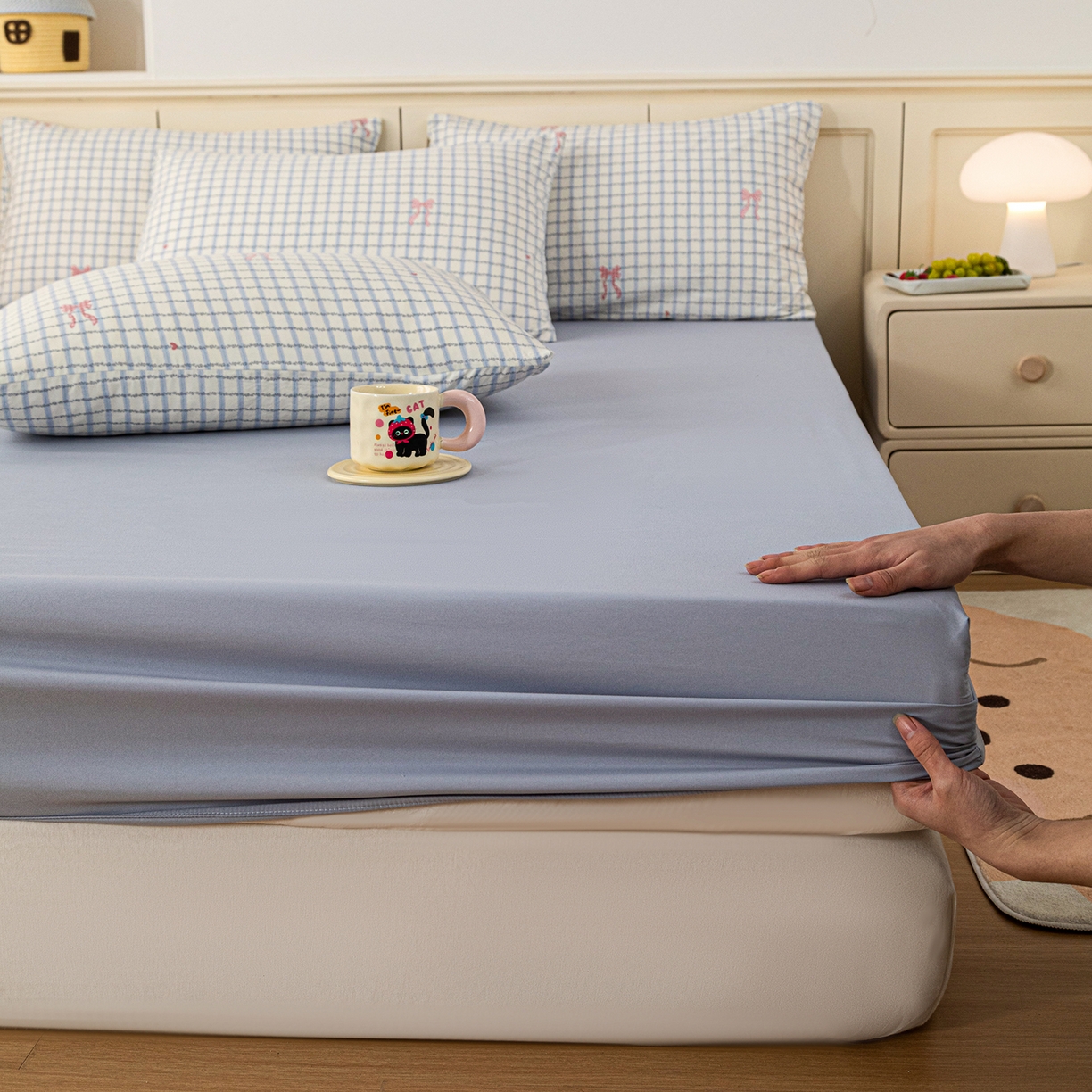 梦纤绒 2026新款卡通印花床笠单品床笠床笠单件 蝴蝶兰