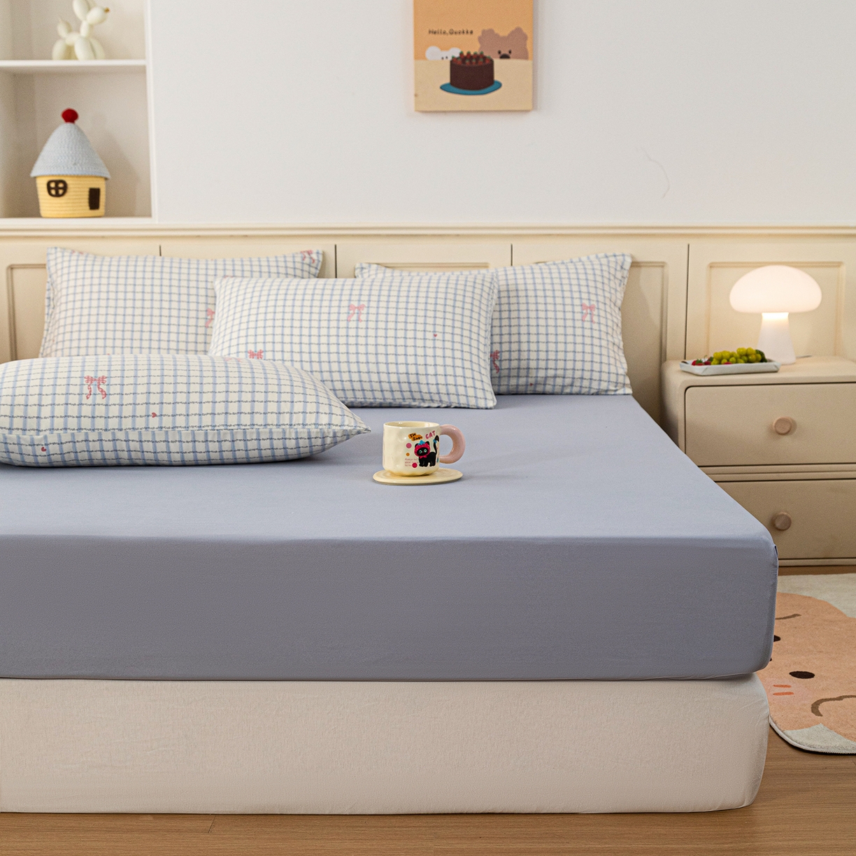 91家纺网 家纺一手货源 找家纺 梦纤绒 2026新款卡通印花床笠单品床笠床笠单件 蝴蝶兰