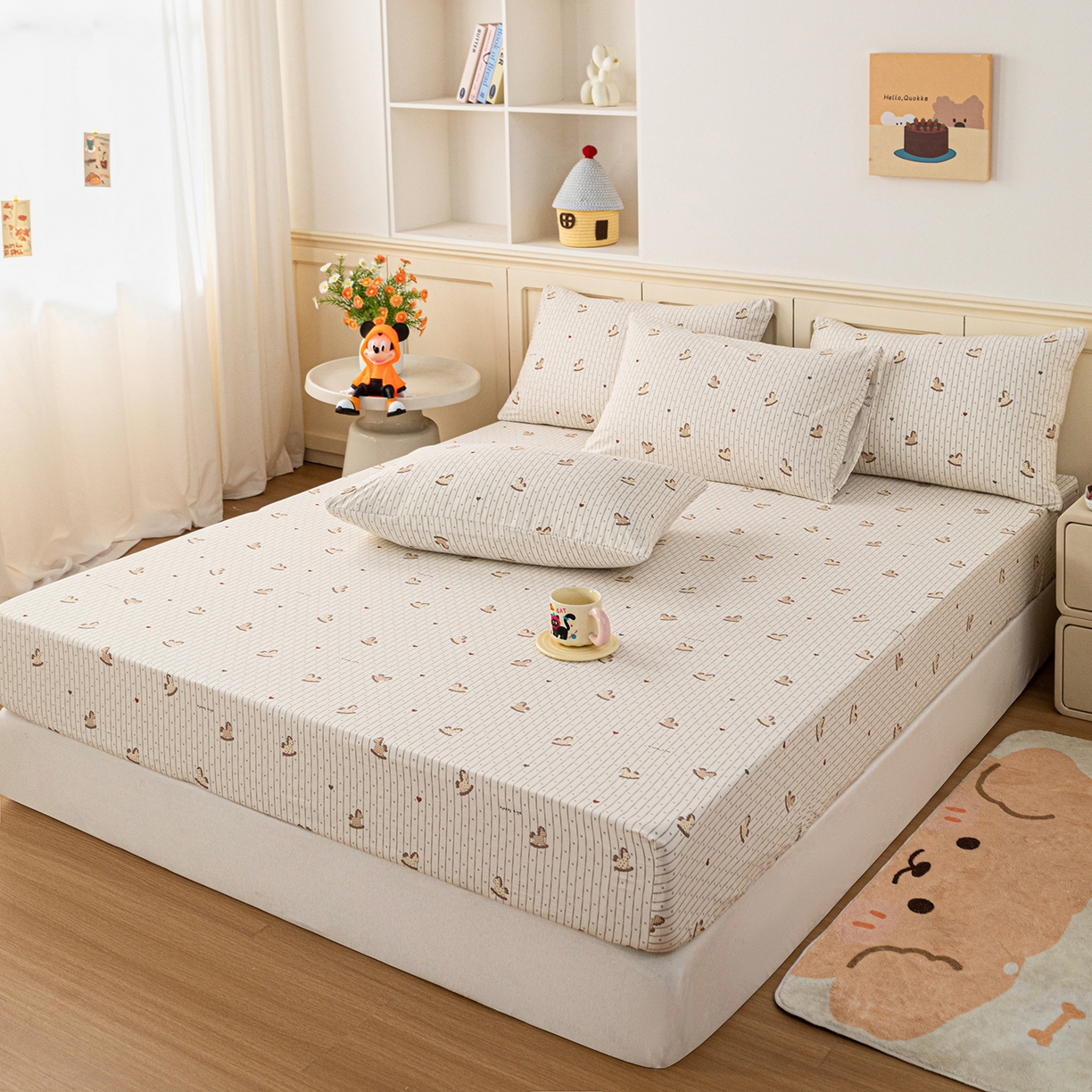 91家纺网 家纺一手货源 找家纺 梦纤绒 2026新款卡通印花床笠单品床笠床笠单件 小木马