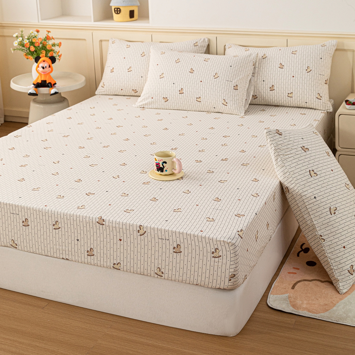 91家纺网 家纺一手货源 找家纺 梦纤绒 2026新款卡通印花床笠单品床笠床笠单件 小木马