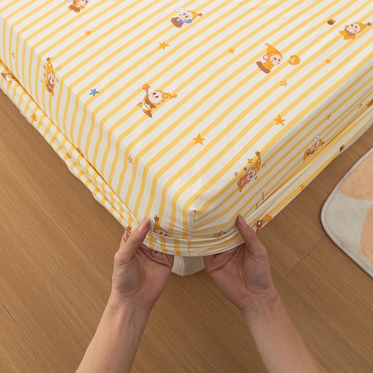 91家纺网 家纺一手货源 找家纺 梦纤绒 2026新款卡通印花床笠单品床笠床笠单件 影伦戏影