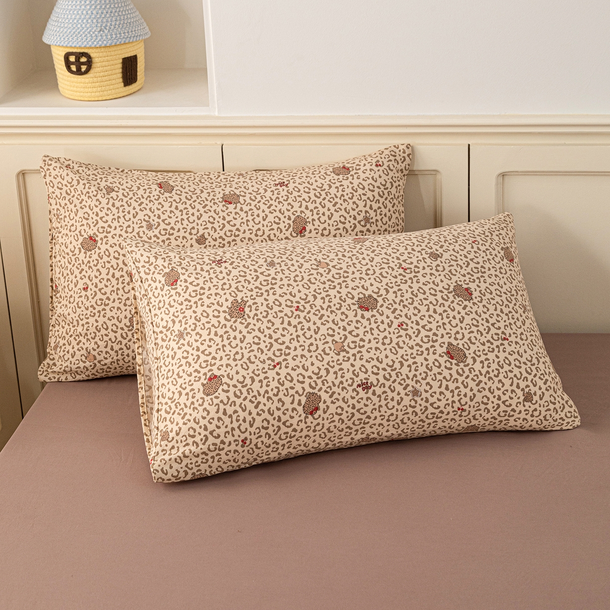 91家纺网 家纺一手货源 找家纺 梦纤绒 2026新款卡通印花床笠单品床笠床笠单件 豹纹咖