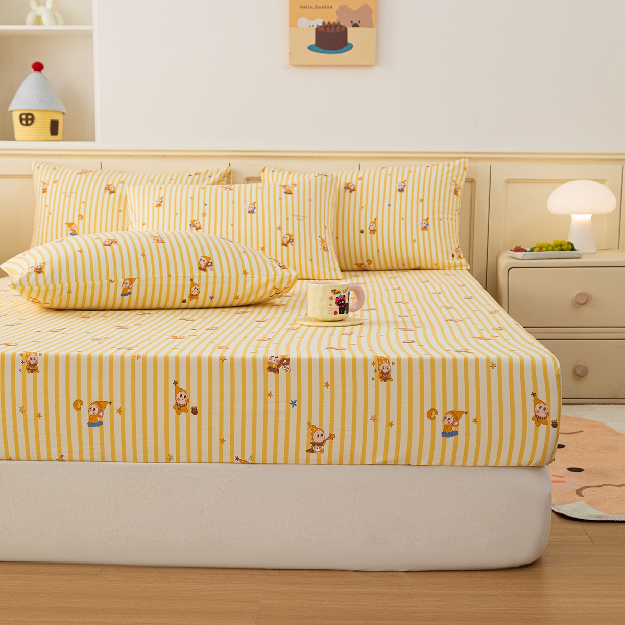 91家纺网 家纺一手货源 找家纺 梦纤绒 2026新款卡通印花床笠单品床笠床笠单件 影伦戏影