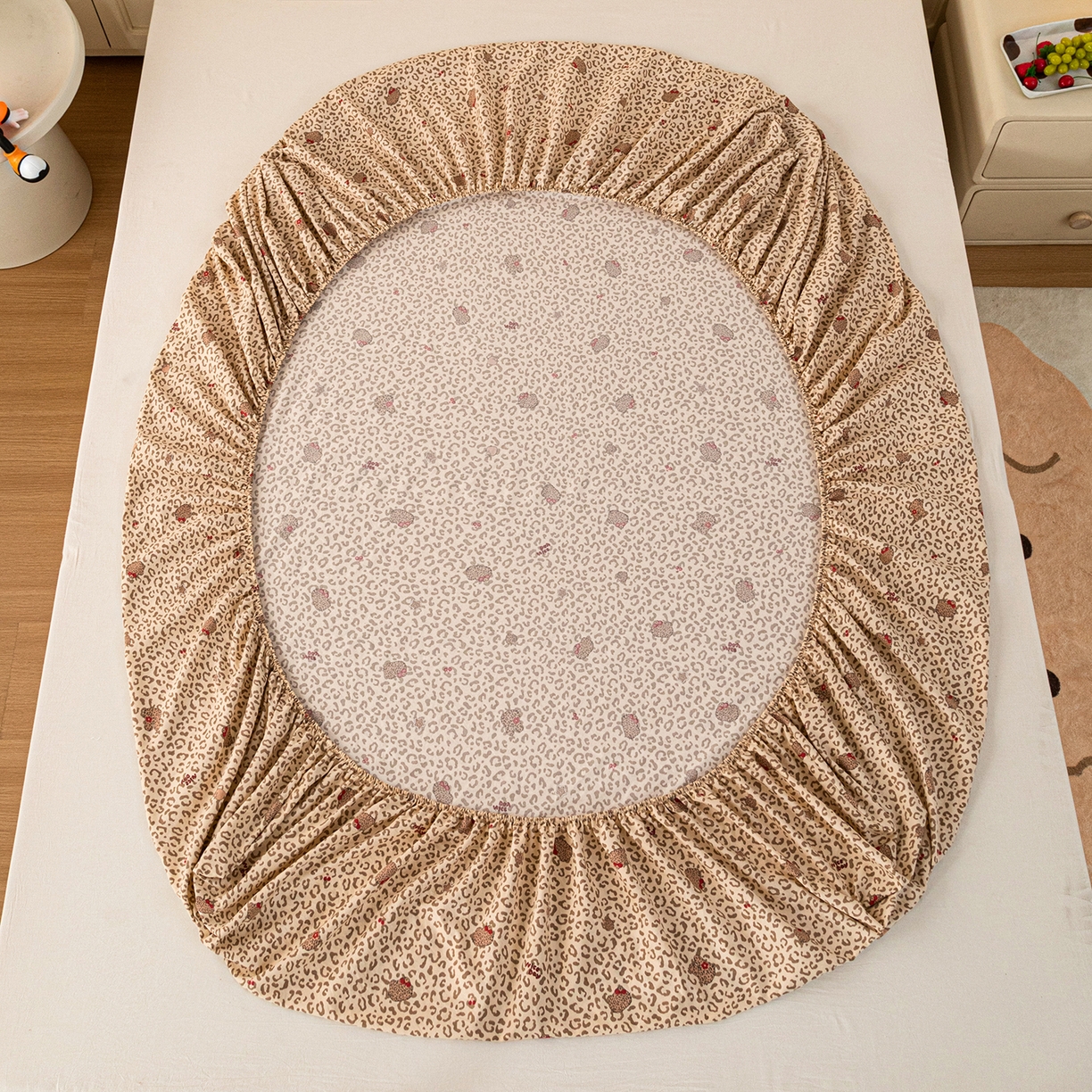 91家纺网 家纺一手货源 找家纺 梦纤绒 2026新款卡通印花床笠单品床笠床笠单件 豹纹喵影