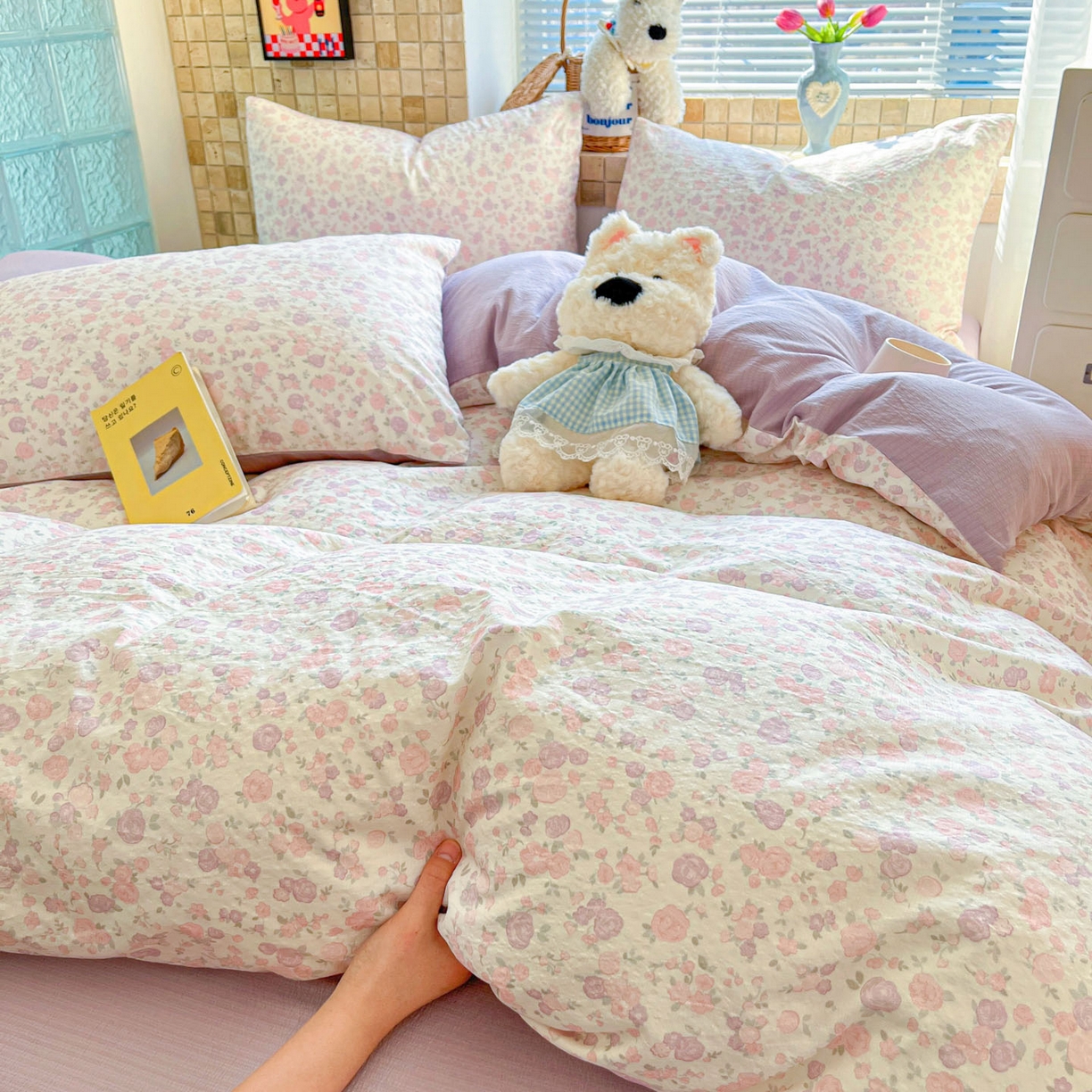 91家纺网 家纺一手货源 找家纺 川悦生活 2026新款云感双层纱木棉四件套 香芋甜梦