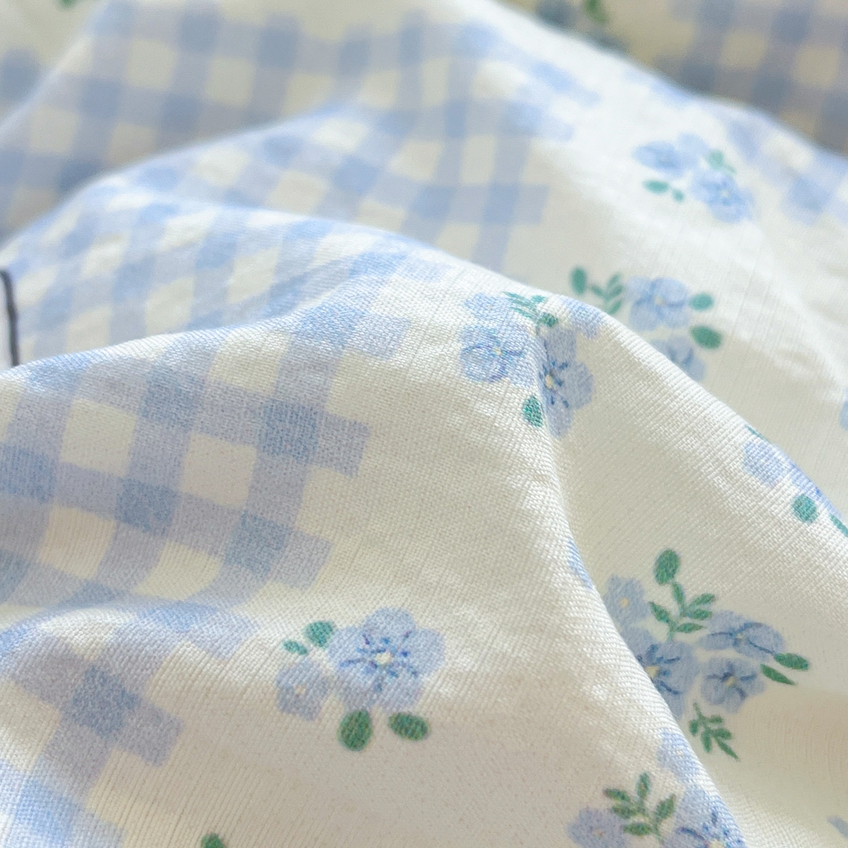 91家纺网 家纺一手货源 找家纺 川悦生活 2026新款云感双层纱木棉四件套 小猫庄园