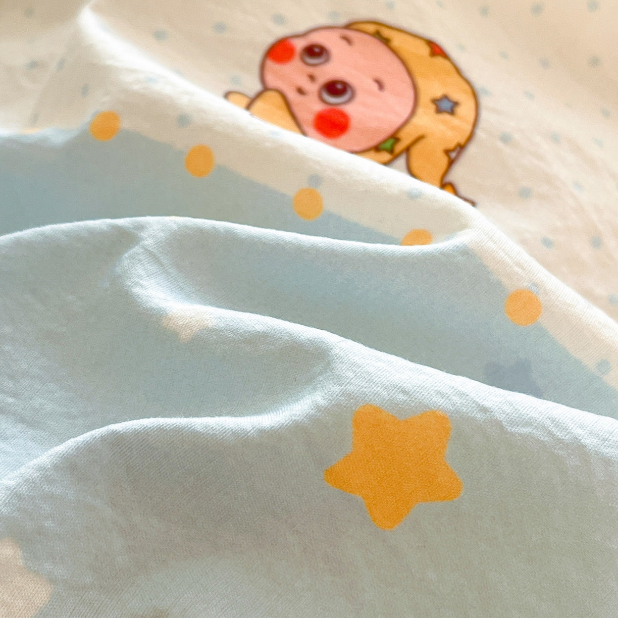 91家纺网 家纺一手货源 找家纺 川悦生活 2026新款云感双层纱木棉四件套 数星星