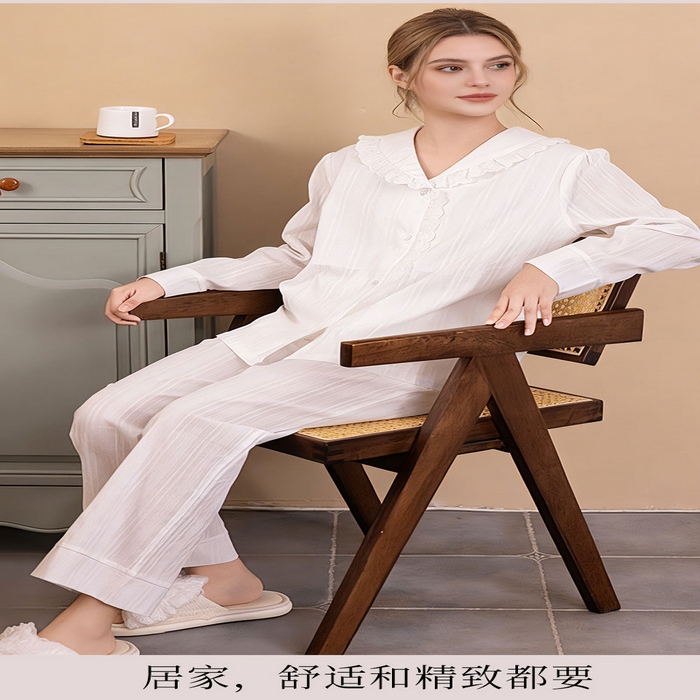 91家纺网 家纺一手货源 找家纺 （总）洛兰沙家居馆 2026春季新款a类纯棉睡衣女春秋季家居服开衫女士套装批发